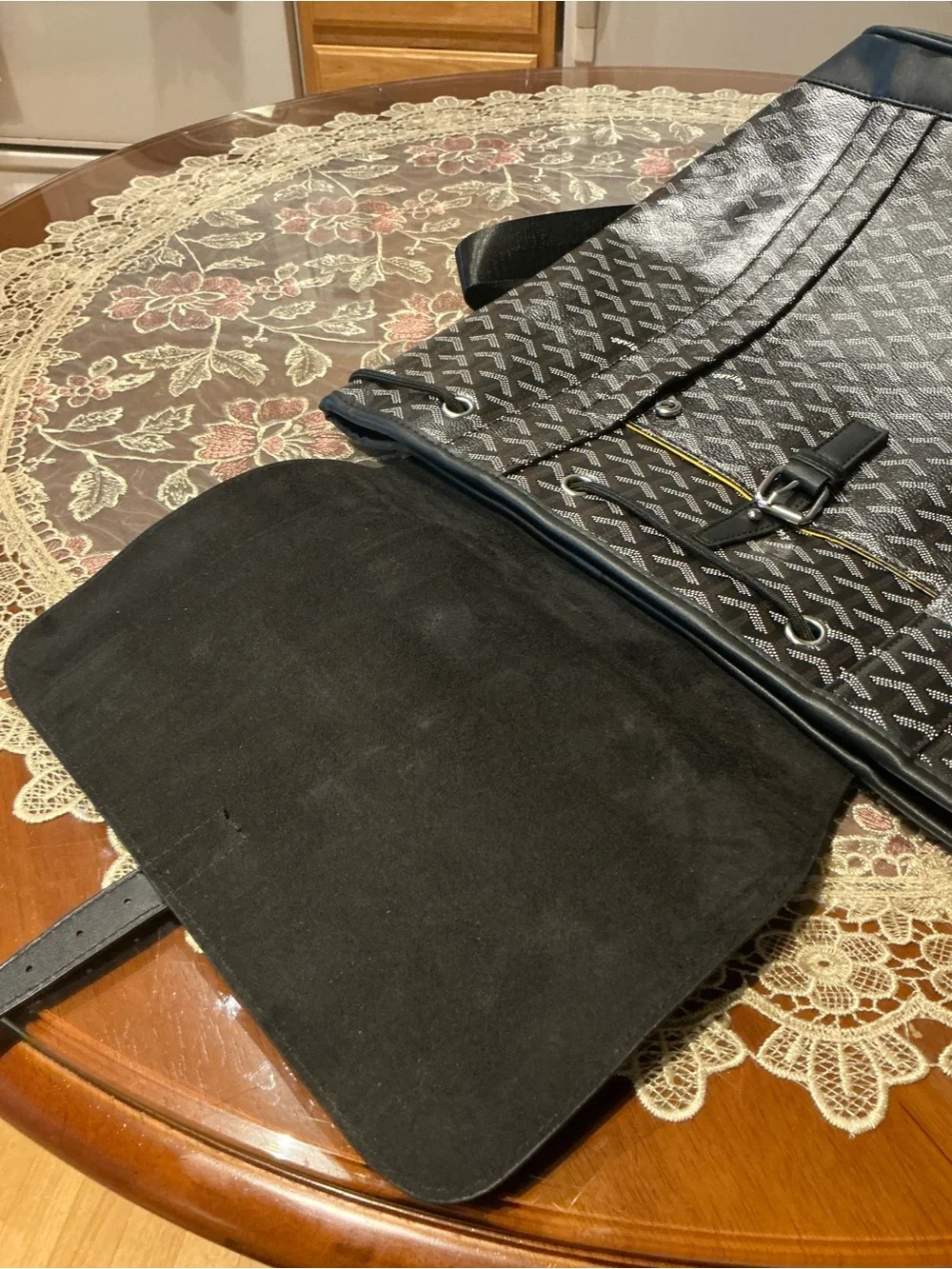 Goyard Black Leather Backpack Clip Strap